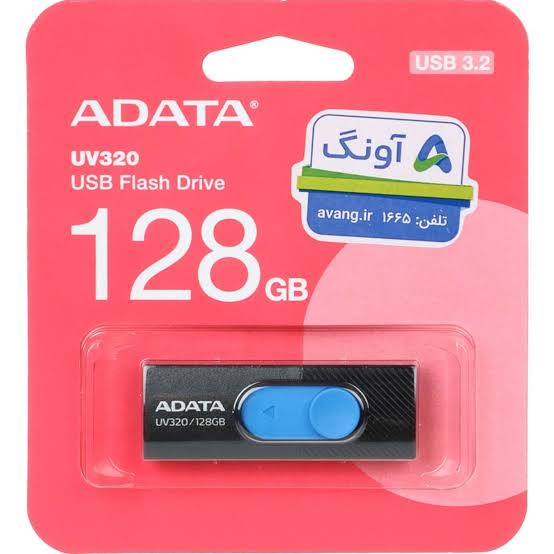 فلش مموری ای دیتا مدل UV320 ظرفیت 128 گیگابایت با درگاه USB 3.1 کشویی
